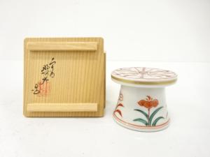 高野昭阿弥造　赤絵　矢車　蓋置